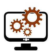 Web development icon with gears